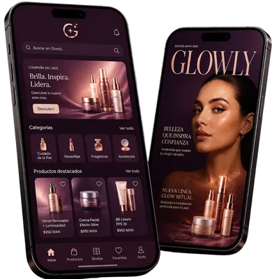 App Glowly y revista digital en iPhones